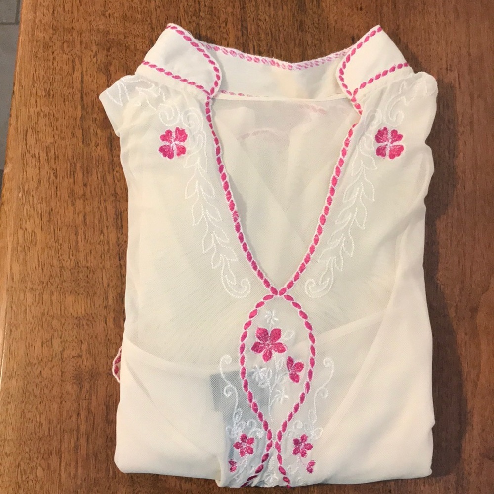 INC Feminine Top with Scallops and Pink Embroidery - Picture 6 of 6